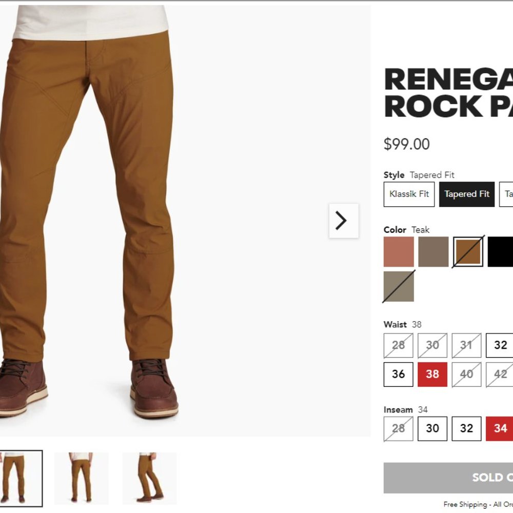 KÜHL RENEGADE ROCK™ Pant - Tapered Fit 38x34